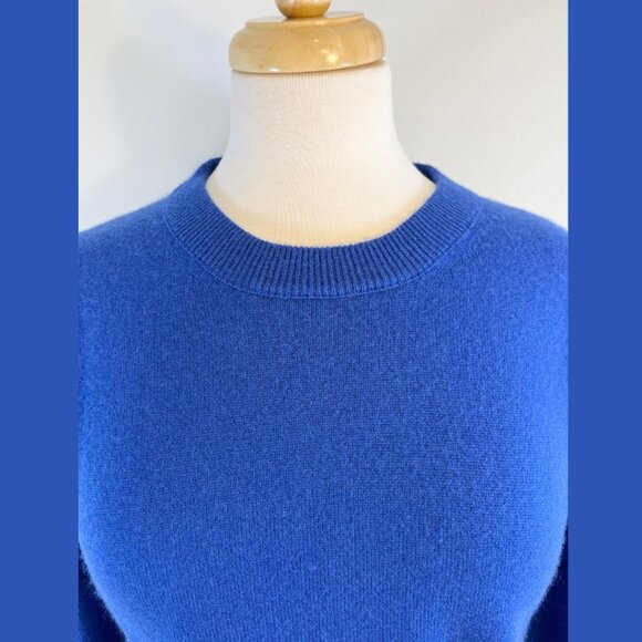 J.Crew Italian Cashmere Crewneck Royal Blue 3/4 Sleeve Sweater - size M - Picture 4 of 11
